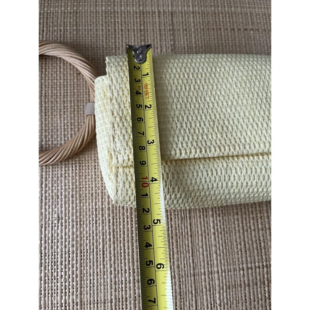 A New Day Straw Bracelet Pouch Clutch Purse Yellow Mini Bag